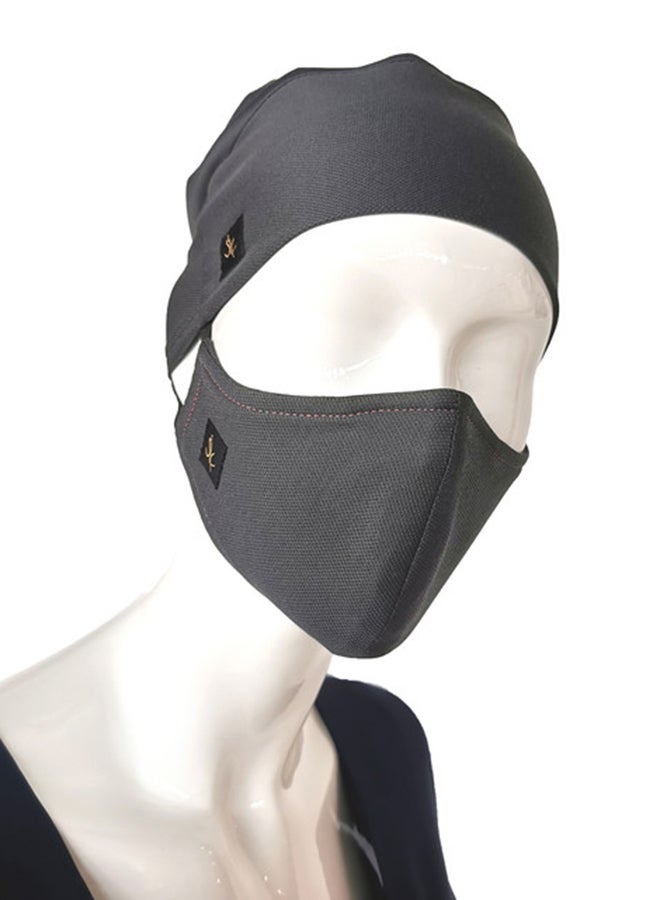 Sana'a Kayum Head Cap And Reusable Face Mask Set Dark Grey Small  - Image 1