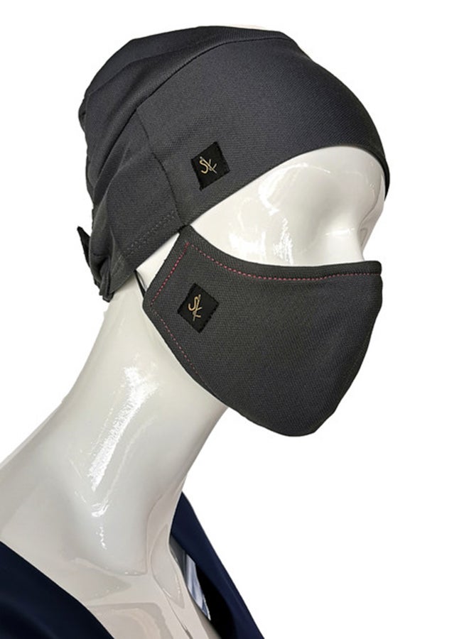 Sana'a Kayum Head Cap And Reusable Face Mask Set Dark Grey Small  - Image 2