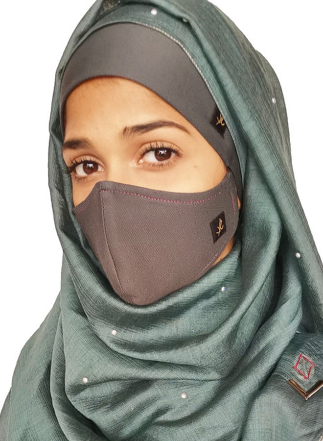 Sana'a Kayum Head Cap And Reusable Face Mask Set Dark Grey Small  - Image 4
