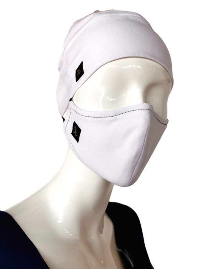 Sana'a Kayum Head Cap And Reusable Face Mask Set White Small  - Image 1