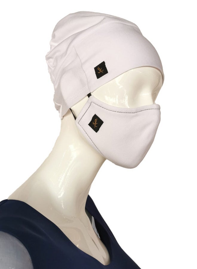 Sana'a Kayum Head Cap And Reusable Face Mask Set White Small  - Image 2