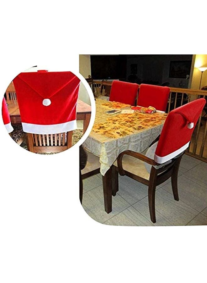 جينو طقم أغطية كراسي على شكل قبعة سانتا كلوز من 4 قطع أحمر/أبيض 20x24بوصة - Image 2