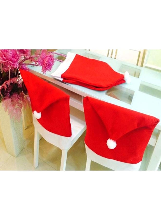 جينو طقم أغطية كراسي على شكل قبعة سانتا كلوز من 4 قطع أحمر/أبيض 20x24بوصة - Image 3