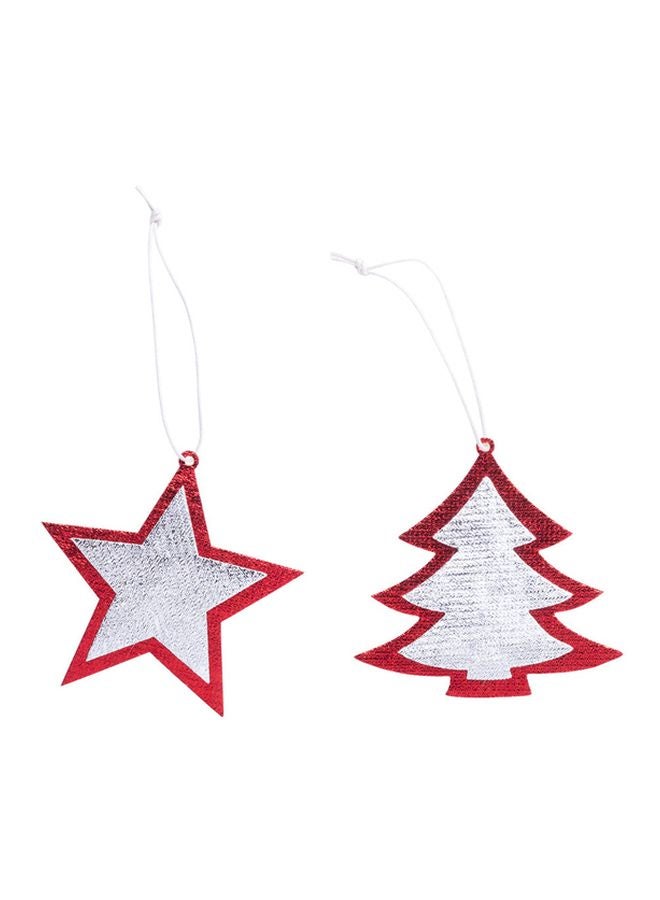 2-Piece Ornament Decorations Silver/Red 8x8x0.8cm - v1605783263/N42398960A_1