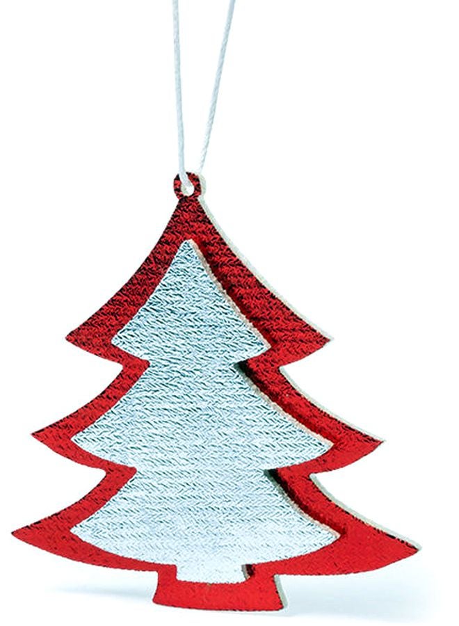 جينو قطعتا زخرفة لديكور فضي / أحمر 8x8x0.8سم - Image 2