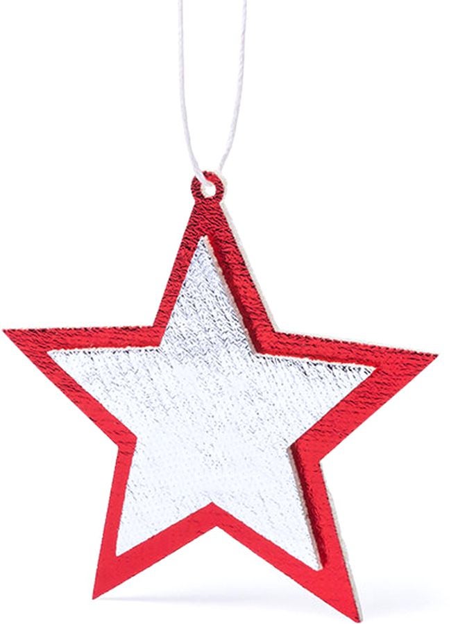 جينو قطعتا زخرفة لديكور فضي / أحمر 8x8x0.8سم - Image 3