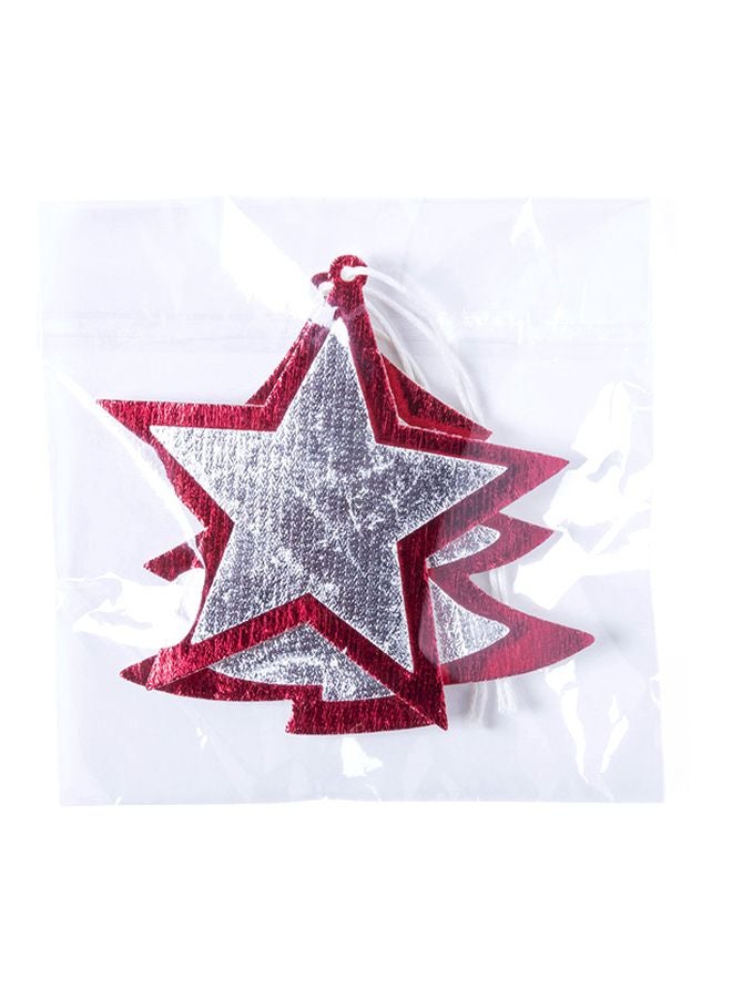 جينو قطعتا زخرفة لديكور فضي / أحمر 8x8x0.8سم - Image 4