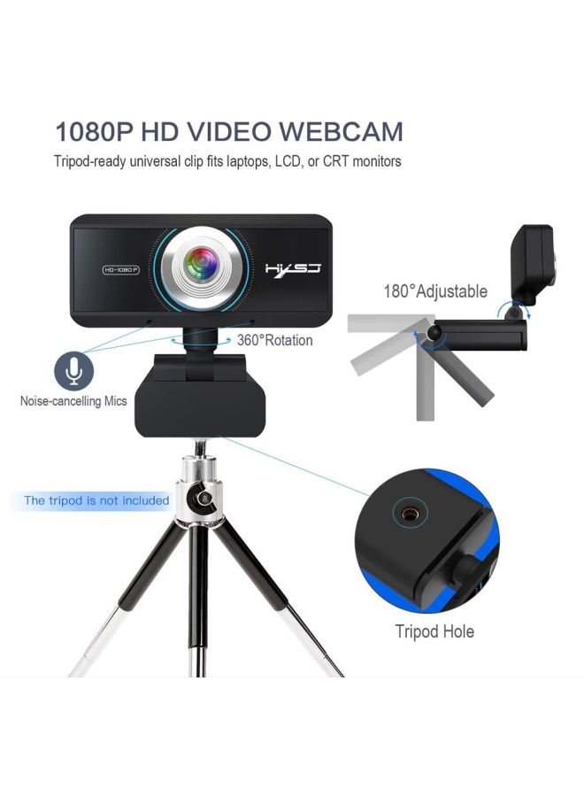 HXSJ HD Webcam With Mic Black  - Image 5