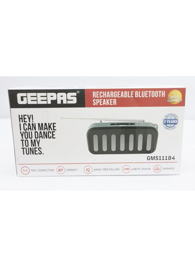 GEEPAS - Rechargeable Bluetooth Speaker Grey - Image 1