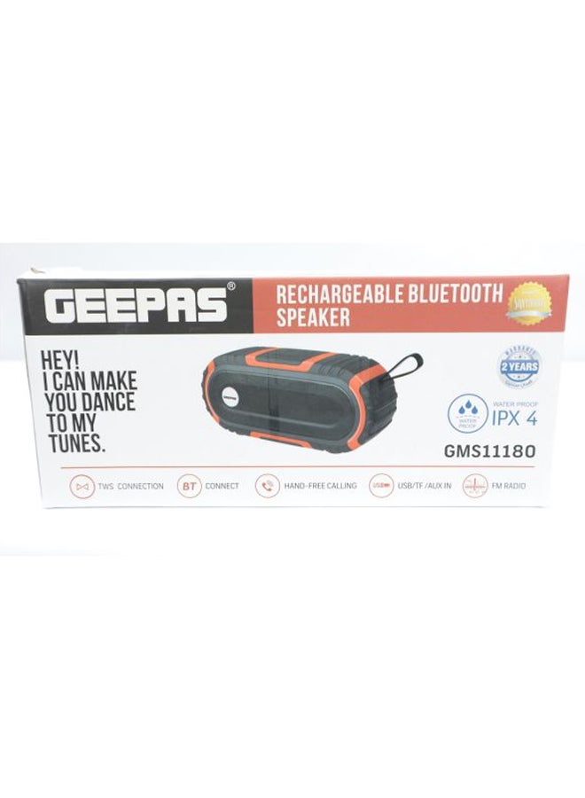 GEEPAS Waterproof Bluetooth Speaker Black/Red  - Image 2