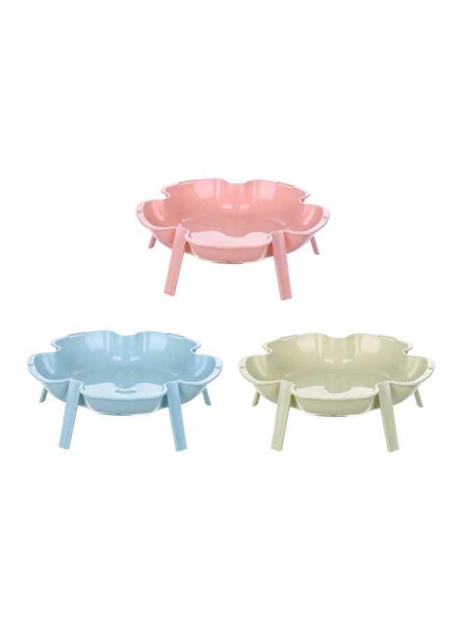 Generic 3-Piece Flower Shape Vegetable Dish Pink/Blue/Green 20x17x17cm  - Image 1