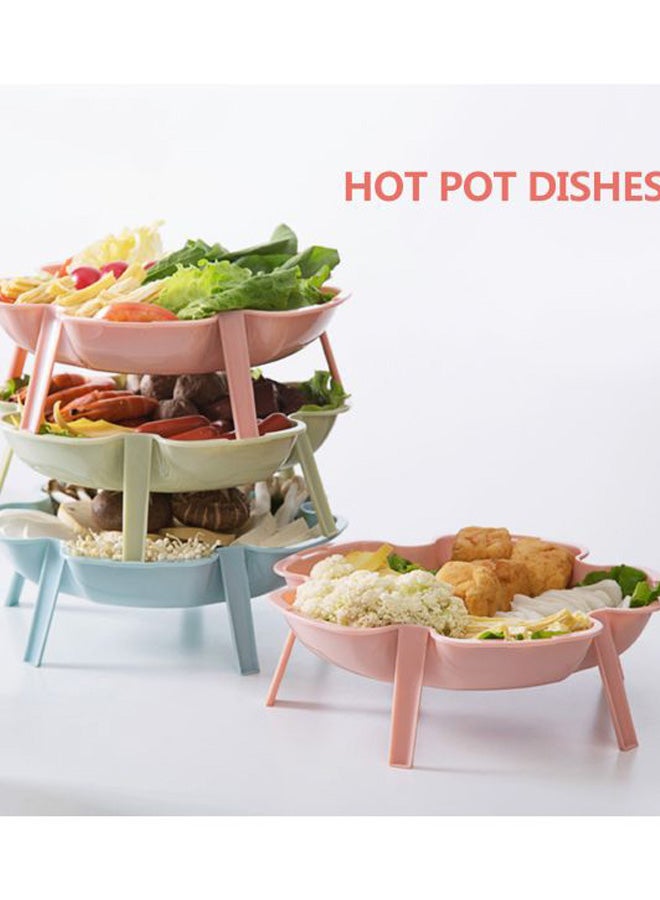 Generic 3-Piece Flower Shape Vegetable Dish Pink/Blue/Green 20x17x17cm  - Image 2