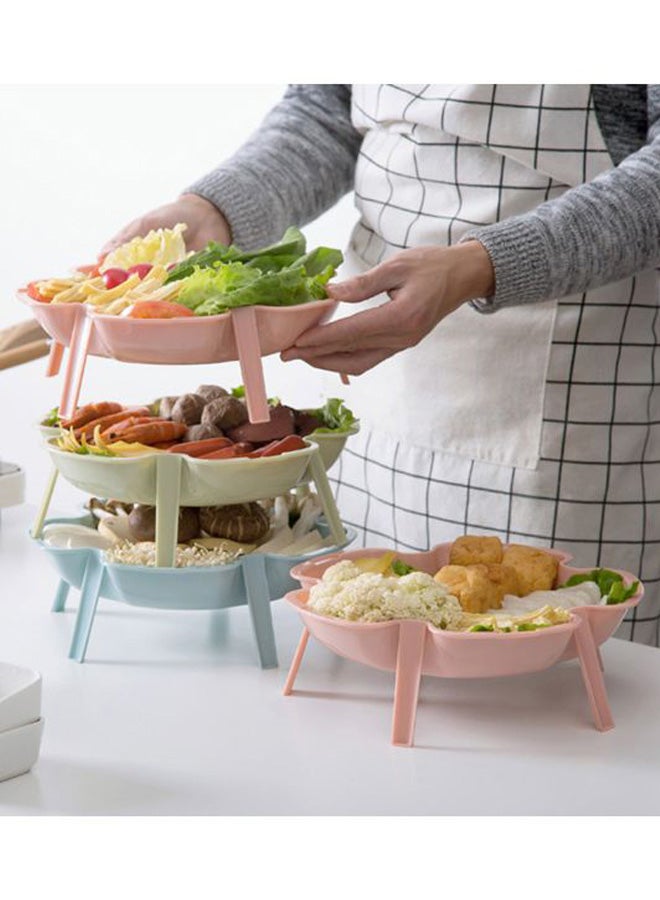 Generic 3-Piece Flower Shape Vegetable Dish Pink/Blue/Green 20x17x17cm  - Image 3