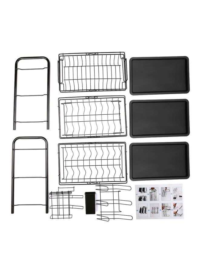 3-Tier Dish Drying Rack Black 49x18x25cm - Image 2