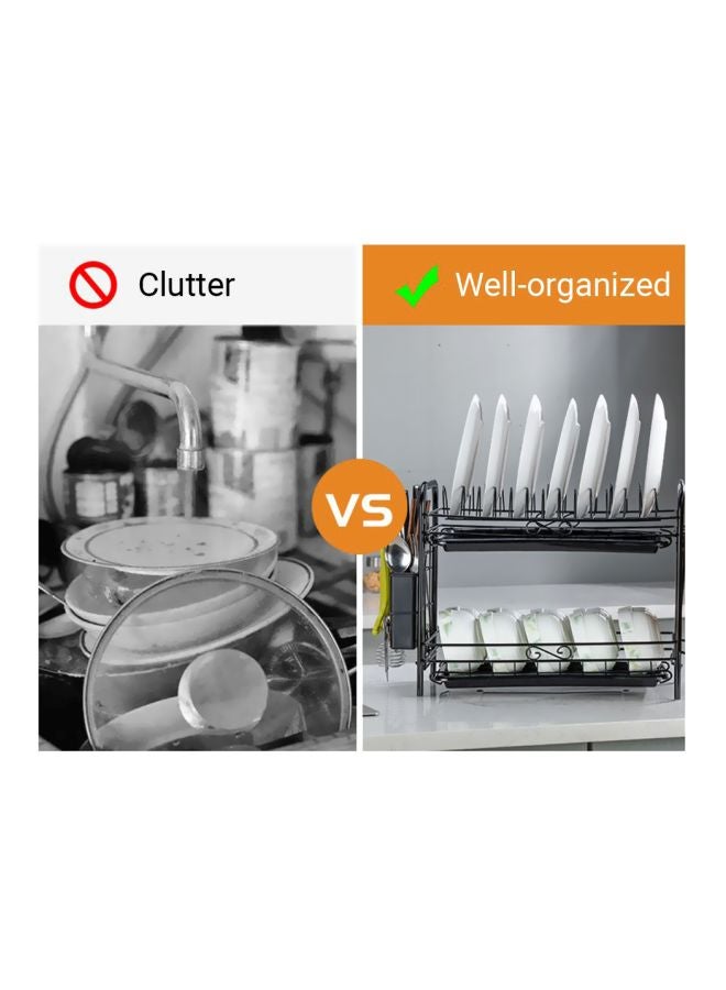 3-Tier Dish Drying Rack Black 49x18x25cm - Image 3