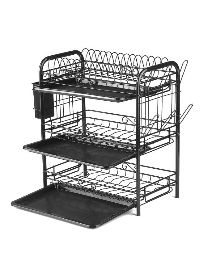 3-Tier Dish Drying Rack Black 49x18x25cm - Image 4