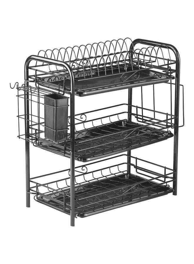 Generic 3-Tier Rust Proof Dish Drying Rack Black 49x18x25cm  - Image 1