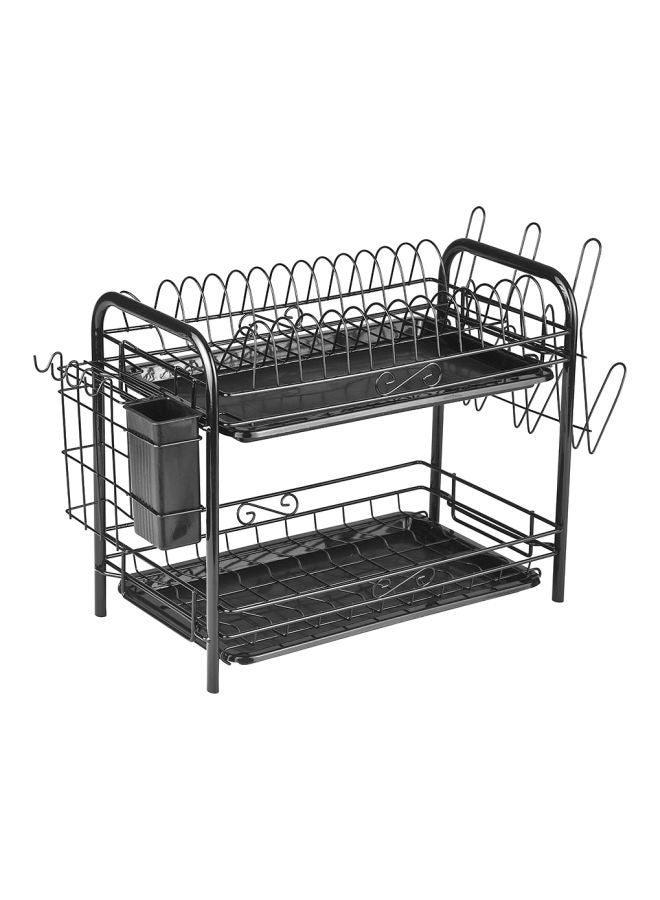 2-Tier Dish Drying Rack Black 43x14.5x25cm - Image 1