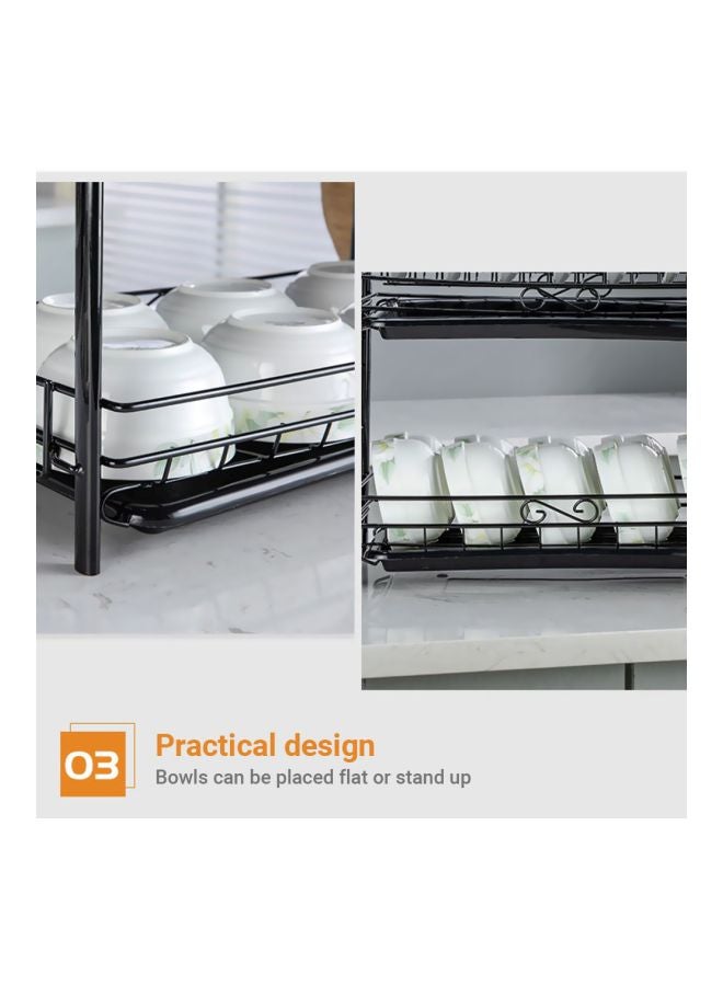 Generic - 3-Tier Rust Proof Dish Drying Rack Black 49x18x25cm - Image 1
