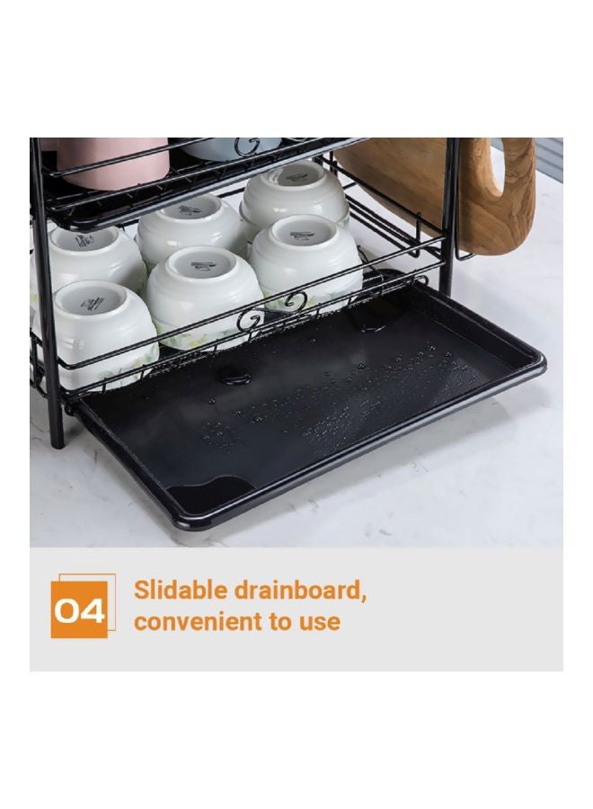 2-Tier Dish Drying Rack Black 43x14.5x25cm - Image 5