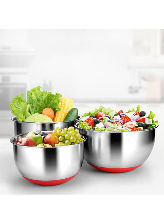 وعاء خلط مع غطاء فضي / أحمر 24سم - Image 3