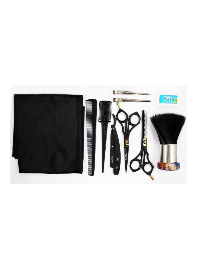 Tips & Toes 10-Piece Barber Hair Cutting Set Black/Silver  - Image 4