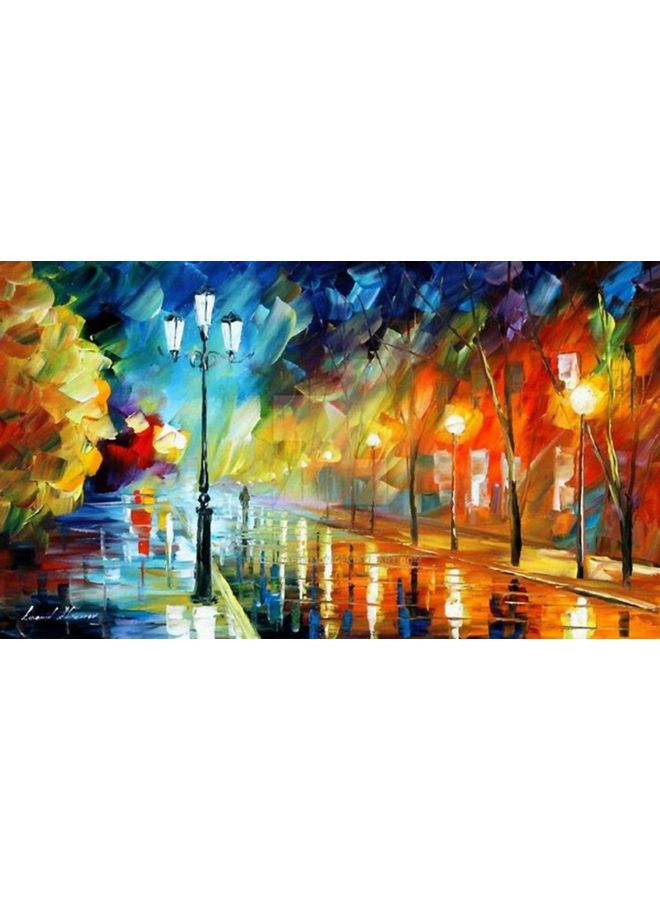 لوحة فنية بإطار من الفينيل بتصميم منظر طبيعي متعدد الألوان 100x100سم