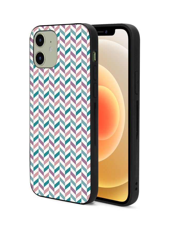 Okteq Protective Snap Case Cover For Apple iPhone 12 Blue Pink Pattern  - Image 1