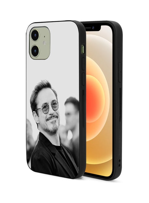 Protective Case Cover For Apple iPhone 12 Robert Downey Black White