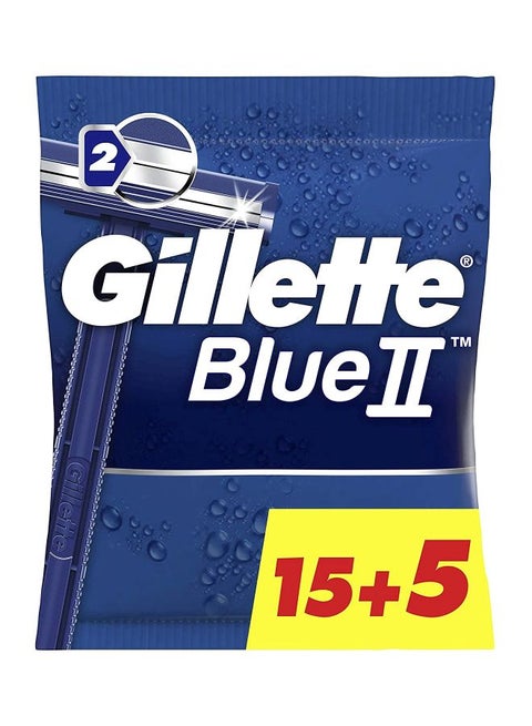 20-Piece II Plus Disposable Razors Set Blue