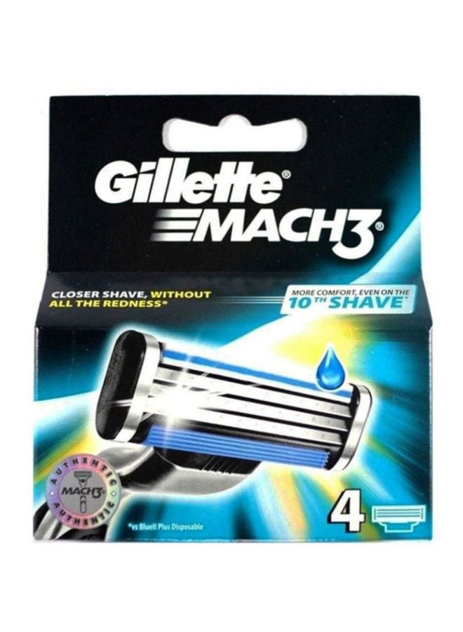 Gillette 4-Piece Mach3 Razor Refill Cartridges Blue/Silver