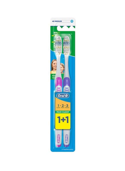 2-Piece Maxi Clean Manual Toothbrush Multicolour