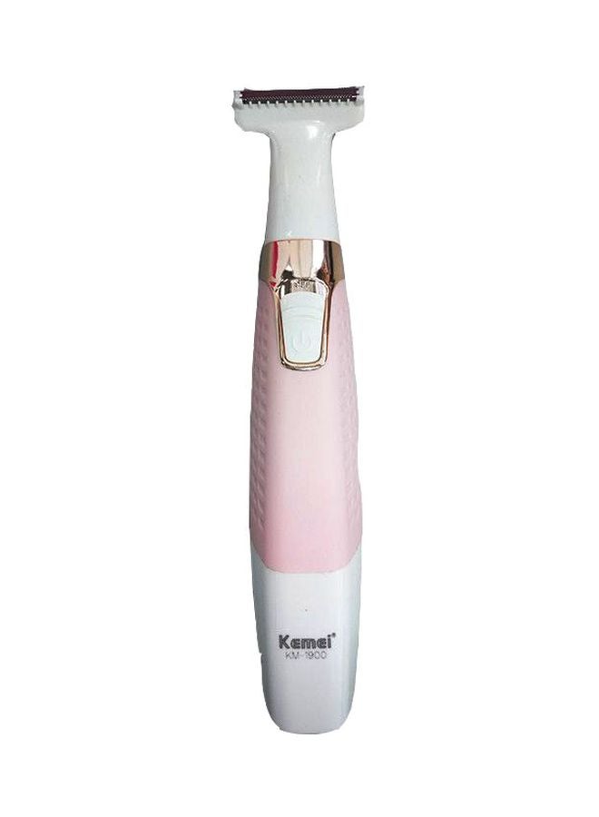 Kemei - Km-1900 Rechargeable Body Shaver And Eyebrow Trimmer Pink/White/Gold - Image 1