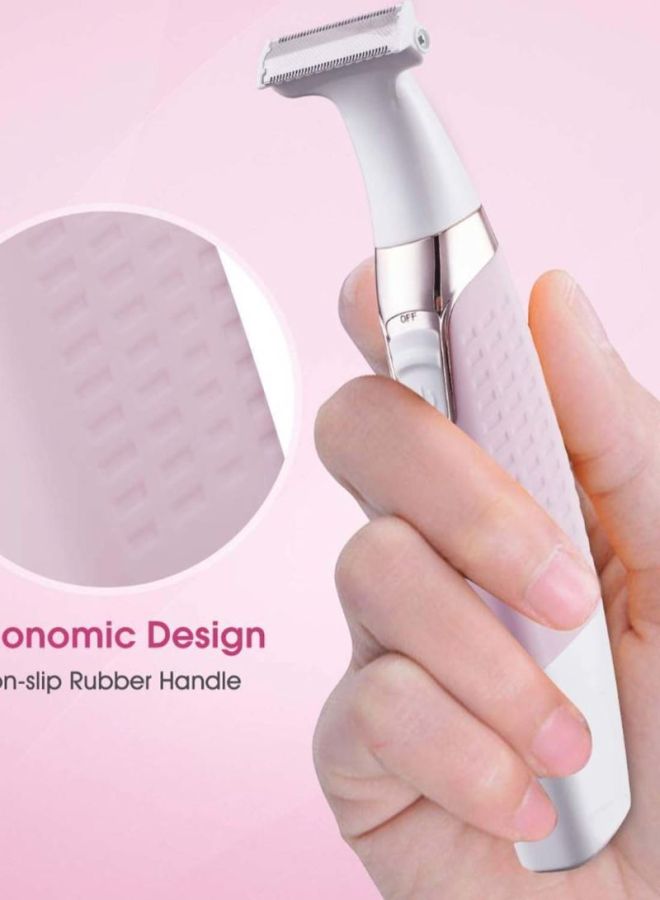 Kemei - Km-1900 Rechargeable Body Shaver And Eyebrow Trimmer Pink/White/Gold - Image 1