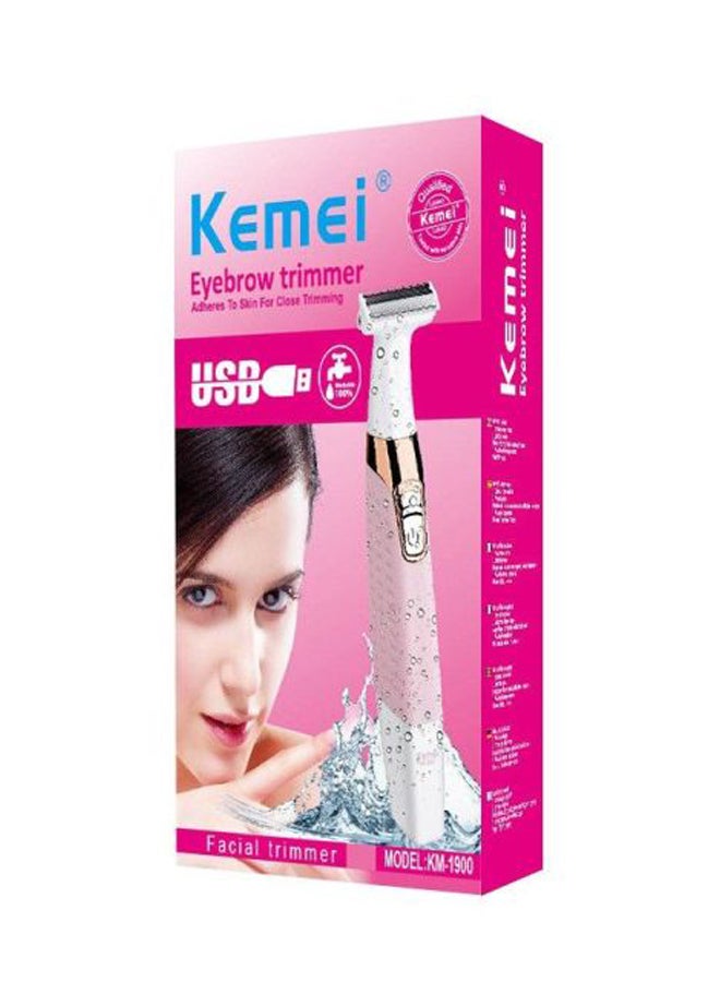 Kemei - Km-1900 Rechargeable Body Shaver And Eyebrow Trimmer Pink/White/Gold - Image 1
