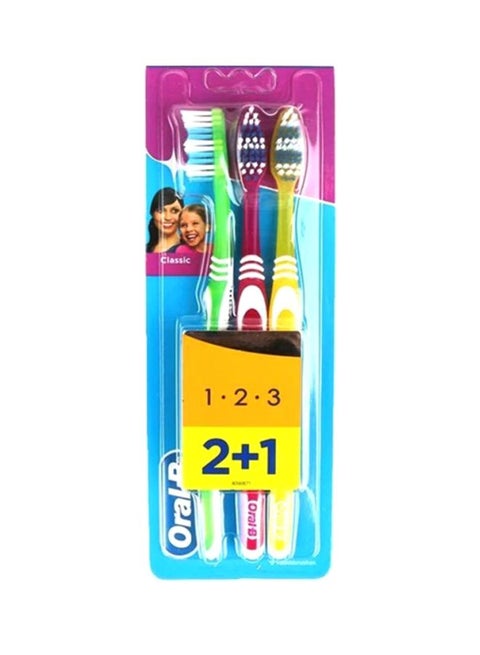 3-Effect Classic Toothbrush - 40 Medium Assorted Colour medium Multicolour