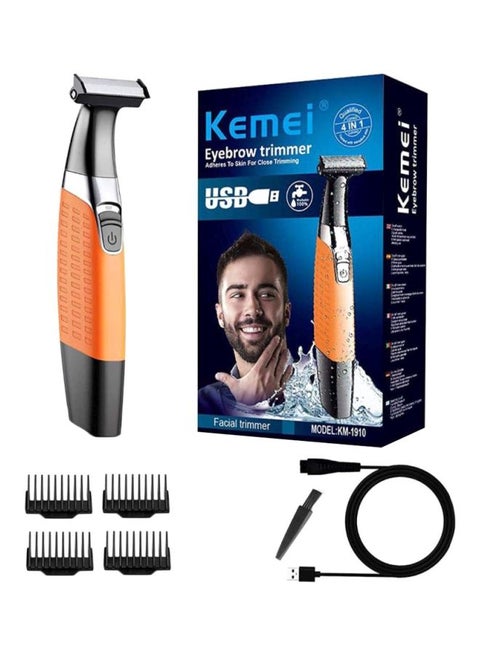 KM1910 Eyebrow And Facial Trimmer Black/Orange/Silver 18x3.6cm