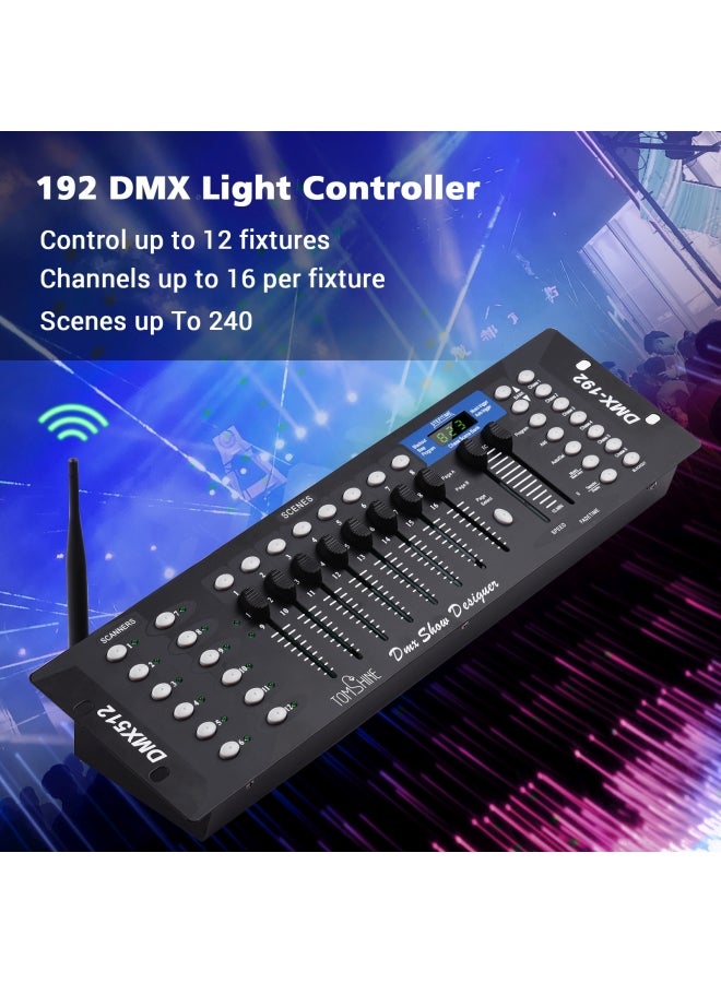 لوحة تحكم DMX512 لاسلكية للتحكم في الإضاءة بتردد 2.4 جيجاهرتز و وظيفة برمجة 192CH ISM