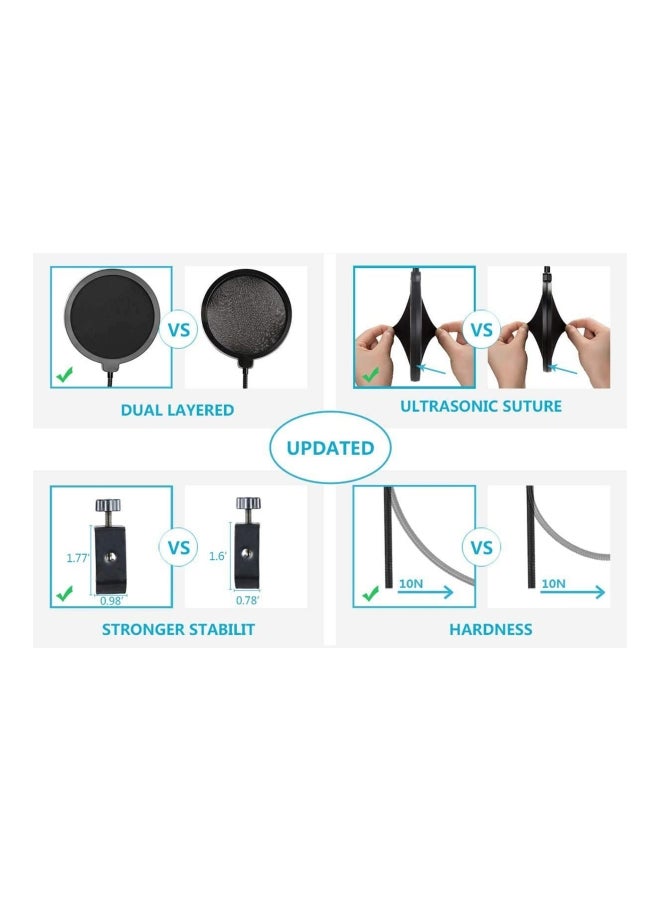 Microphone Pop Rotatable Filter With Double Layer Sound Shield