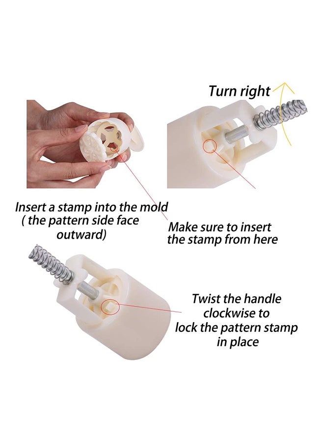 طقم قوالب ثلاثية الأبعاد لتشكيل الكوكيز مع آلة ضغط يدوية مكون من 6 قطع أوف وايت - Image 4