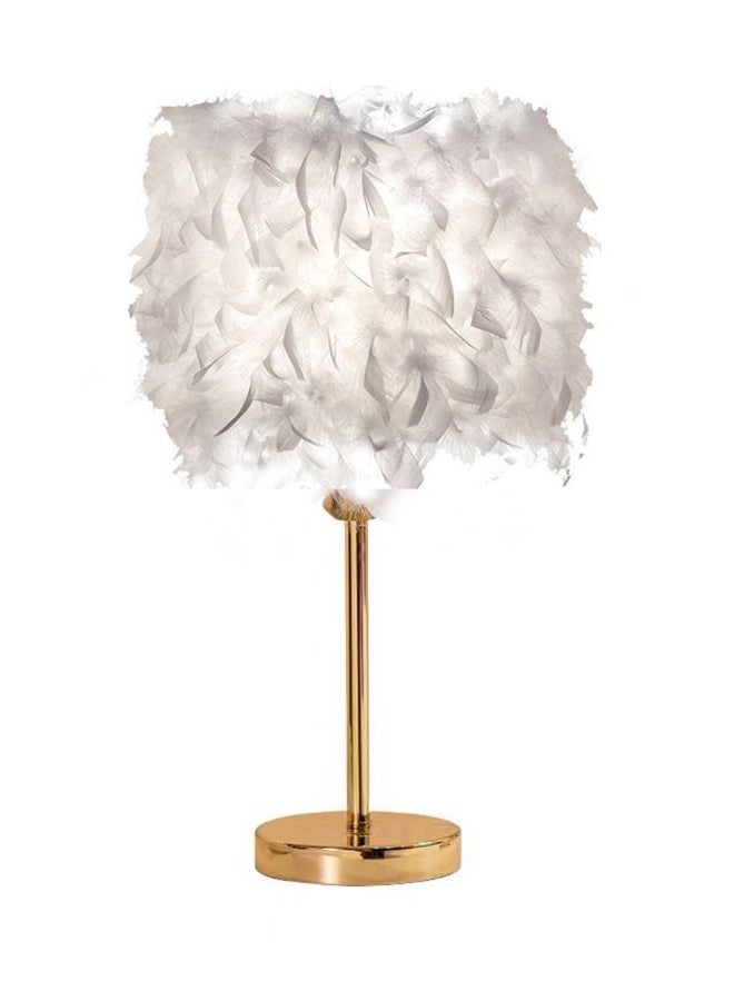 إيست ليدي مصباح LED للطاولة مصنوع يدوياً من الريش أبيض 33 x 30سم
