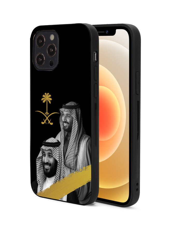 أوكتيك - غطاء حماية بطبعة صورة الأمير محمد بن سلمان بلون أسود وذهبي لهاتف أبل آيفون 12 برو ماكس متعدد الألوان - Image 1