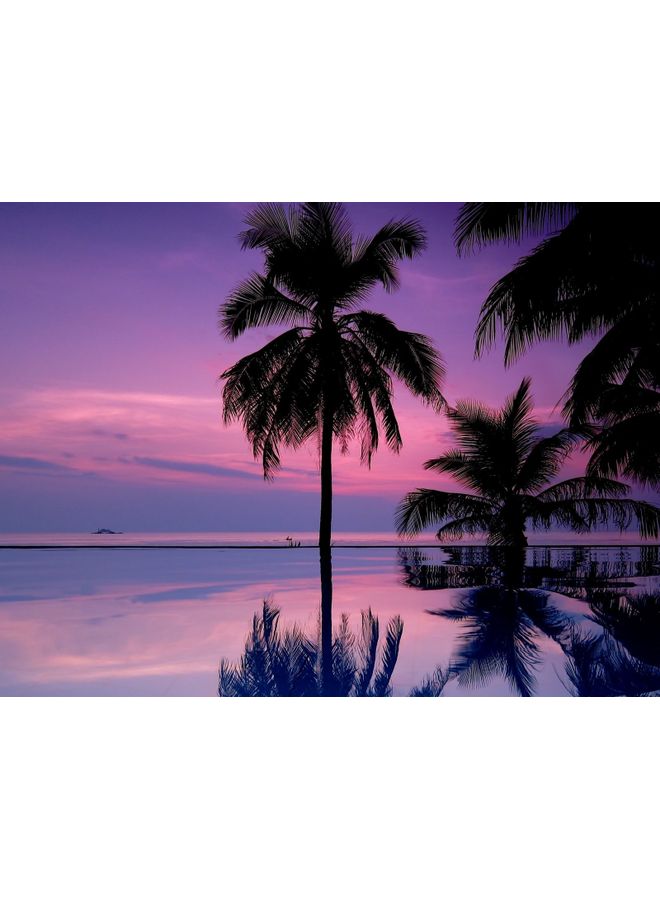 فاست برينت ملصق جداري بطبعة أشجار النخيل أرجواني/اسود/زهري 120x90سم