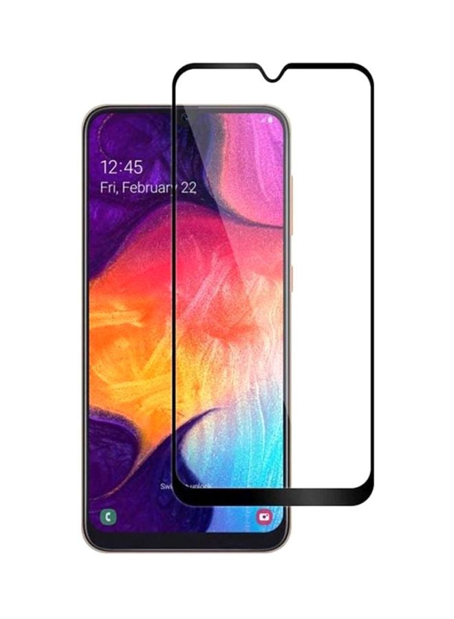 موز لاصقة حماية للشاشة من الزجاج المقوى بحماية لهاتف سامسونج جالاكسي A10 شفاف/ أسود