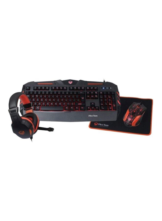 Meetion C500 – 4-in1 Combo Gaming Keyboard, Mouse and Mouse pad with Gaming Headset, Wired LED RGB Backlight for Computer PC/Laptop - Black - Image 1