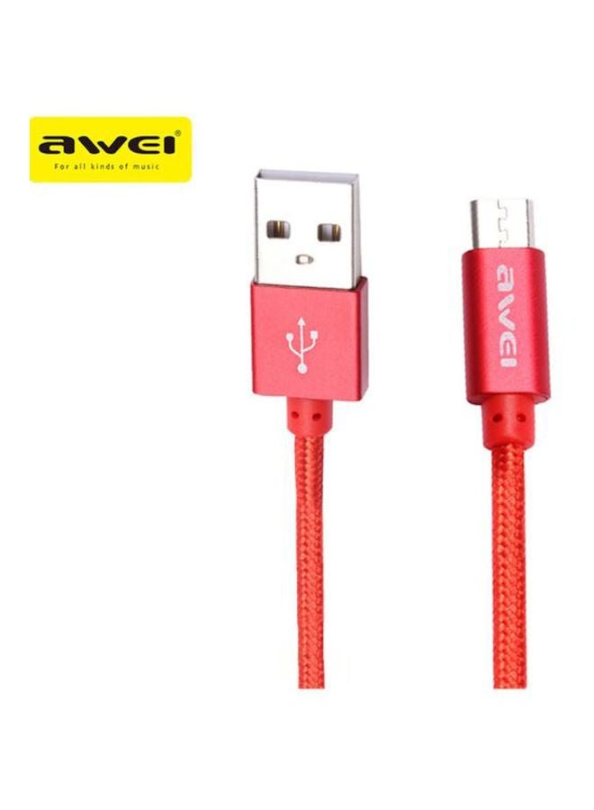 Awei Micro USB Data Sync And Charging Cable Red - Image 2