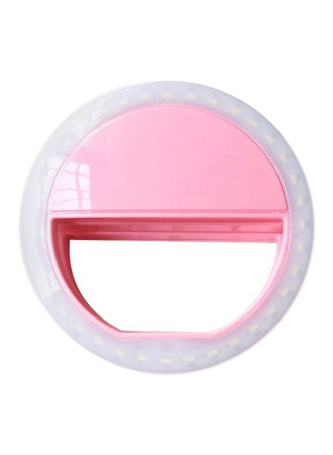 Clip-On LED Selfie Ring Light Pink/White - Image 1