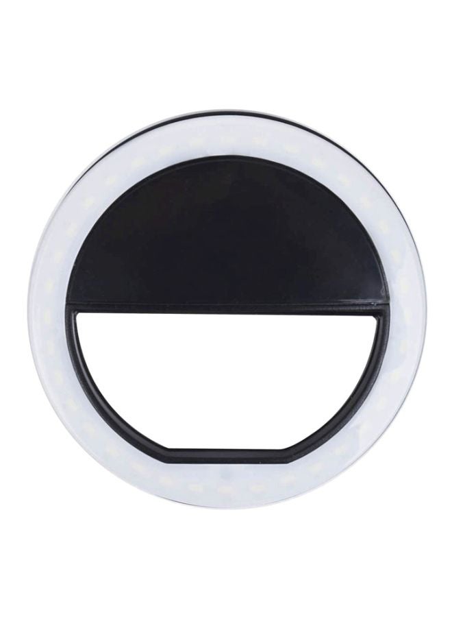 حلقة إضاءة LED لالتقاط صور السيلفي مزودةٌ بمشبك أسود/ أبيض - Image 1