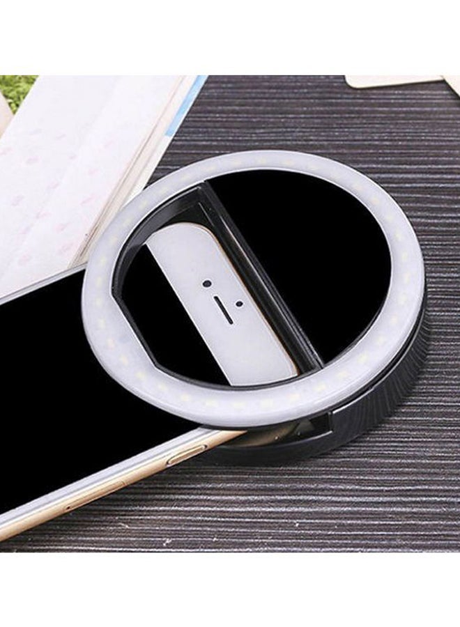 حلقة إضاءة LED لالتقاط صور السيلفي مزودةٌ بمشبك أسود/ أبيض - Image 2