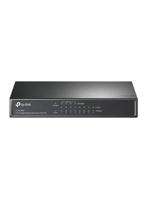 8 Port Gigabit Desktop Switch With 4 Port PoE 4 Mbps Black